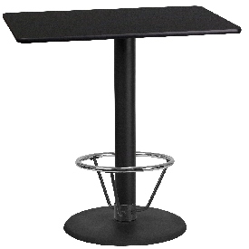 Stiles 24'' x 42'' Rectangular Black Laminate Table Top with 24'' Round Bar Height Table Base and Foot Ring, XU-BLKTB-2442-TR24B-4CFR-GG