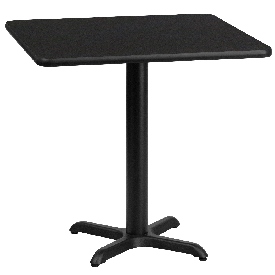 30'' Square Black Laminate Table Top with 22'' x 22'' Table Height Base, XU-BLKTB-3030-T2222-GG