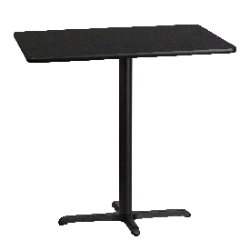 30'' x 42'' Rectangular Black Laminate Table Top with 23.5'' x 29.5'' Bar Height Table Base, XU-BLKTB-3042-T2230B-GG
