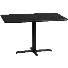 30'' x 48'' Rectangular Black Laminate Table Top with 23.5'' x 29.5'' Table Height Base, XU-BLKTB-3048-T2230-GG