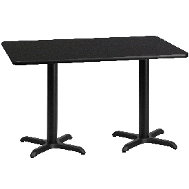 30'' x 60'' Rectangular Black Laminate Table Top with 22'' x 22'' Table Height Bases, XU-BLKTB-3060-T2222-GG