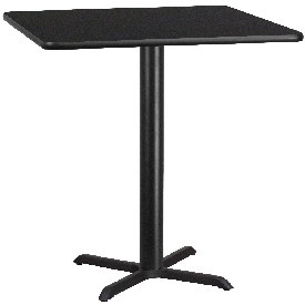 Stiles 42'' Square Black Laminate Table Top with 33'' x 33'' Bar Height Table Base, XU-BLKTB-4242-T3333B-GG