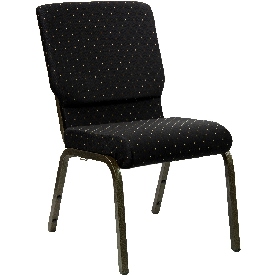 HERCULES Series 18.5''W Stacking Church Chair in Black Dot Patterned Fabric - Gold Vein Frame, XU-CH-60096-BK-GG HERCULES Series 18.5''W Stacking Church Chair in Black Dot Patterned Fabric - Gold Vein Frame, XU-CH-60096-BK-GG