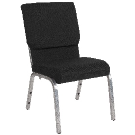 HERCULES Series 18.5''W Stacking Church Chair in Black Fabric - Silver Vein Frame, XU-CH-60096-BK-SV-GG HERCULES Series 18.5''W Stacking Church Chair in Black Fabric - Silver Vein Frame, XU-CH-60096-BK-SV-GG