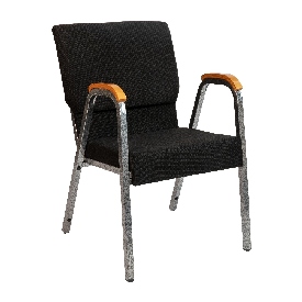 HERCULES Series 21"W Stacking Wood Accent Arm Church Chair in Black Fabric - Silver Vein Frame, XU-DG-60156-BK-GG
