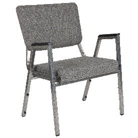 HERCULES Series 1500 lb. Rated Gray Antimicrobial Fabric Bariatric Medical Reception Arm Chair with 3/4 Panel Back, XU-DG-60443-670-2-GY-GG