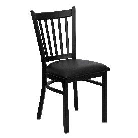 HERCULES Series Black Vertical Back Metal Restaurant Chair - Black Vinyl Seat, XU-DG-6Q2B-VRT-BLKV-GG HERCULES Series Black Vertical Back Metal Restaurant Chair - Black Vinyl Seat, XU-DG-6Q2B-VRT-BLKV-GG