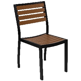 Outdoor Side Chair with Faux Teak Poly Slats, XU-DG-HW6036-GG Outdoor Side Chair with Faux Teak Poly Slats, XU-DG-HW6036-GG