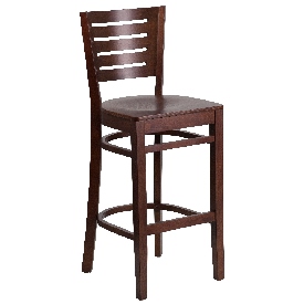 Darby Series Slat Back Walnut Wood Restaurant Barstool, XU-DG-W0108BBAR-WAL-WAL-GG
