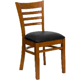 HERCULES Series Ladder Back Cherry Wood Restaurant Chair - Black Vinyl Seat, XU-DGW0005LAD-CHY-BLKV-GG HERCULES Series Ladder Back Cherry Wood Restaurant Chair - Black Vinyl Seat, XU-DGW0005LAD-CHY-BLKV-GG