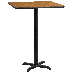 30'' Square Natural Laminate Table Top with 22'' x 22'' Bar Height Table Base, XU-NATTB-3030-T2222B-GG