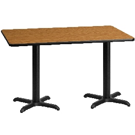 30'' x 60'' Rectangular Natural Laminate Table Top with 22'' x 22'' Table Height Bases, XU-NATTB-3060-T2222-GG
