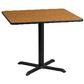 36'' Square Natural Laminate Table Top with 30'' x 30'' Table Height Base, XU-NATTB-3636-T3030-GG