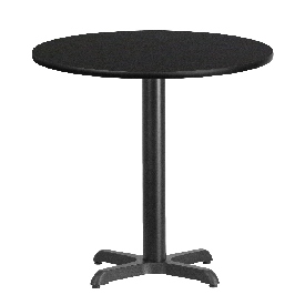 30'' Round Black Laminate Table Top with 22'' x 22'' Table Height Base, XU-RD-30-BLKTB-T2222-GG