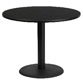36'' Round Black Laminate Table Top with 24'' Round Table Height Base, XU-RD-36-BLKTB-TR24-GG