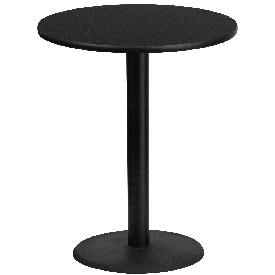 36'' Round Black Laminate Table Top with 24'' Round Bar Height Table Base, XU-RD-36-BLKTB-TR24B-GG