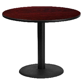 36'' Round Mahogany Laminate Table Top with 24'' Round Table Height Base, XU-RD-36-MAHTB-TR24-GG