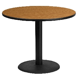 36'' Round Natural Laminate Table Top with 24'' Round Table Height Base, XU-RD-36-NATTB-TR24-GG