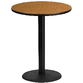 36'' Round Natural Laminate Table Top with 24'' Round Bar Height Table Base, XU-RD-36-NATTB-TR24B-GG