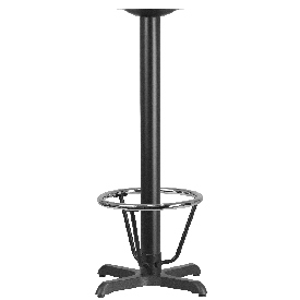 22'' x 22'' Restaurant Table X-Base with 3'' Dia. Bar Height Column and Foot Ring, XU-T2222-BAR-3CFR-GG