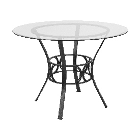 Carlisle 42'' Round Glass Dining Table with Black Metal Frame, XU-TBG-6-GG