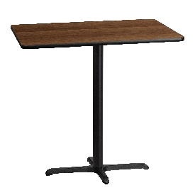 30'' x 42'' Rectangular Walnut Laminate Table Top with 23.5'' x 29.5'' Bar Height Table Base, XU-WALTB-3042-T2230B-GG
