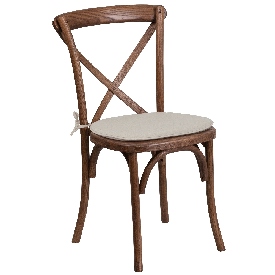 HERCULES Series Stackable Pecan Wood Cross Back Chair with Cushion, XU-X-PEC-NTC-GG