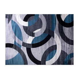 Harken Collection Geometric 6' x 9' Blue and Gray Olefin Area Rug with Jute Backing, Living Room, Bedroom, YK-F968B-D9826-96-BL-GG