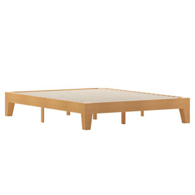 Evelyn Natural Pine Finish Wood Queen Platform Bed with Wooden Support Slats, No Box Spring Required, YKC-1090-Q-NAT-GG Evelyn Natural Pine Finish Wood Queen Platform Bed with Wooden Support Slats, No Box Spring Required, YKC-1090-Q-NAT-GG