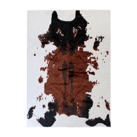Barstow Collection 3' x 5' Brown Faux Cowhide Print Olefin Area Rug with Jute Backing for Living Room, Bedroom, Entryway
