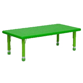 24''W x 48''L Rectangular Green Plastic Height Adjustable Activity Table, YU-YCX-001-2-RECT-TBL-GREEN-GG 24''W x 48''L Rectangular Green Plastic Height Adjustable Activity Table, YU-YCX-001-2-RECT-TBL-GREEN-GG
