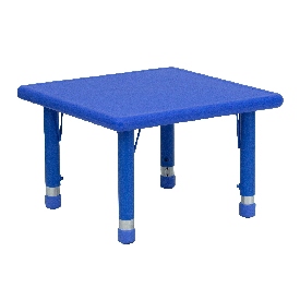 24'' Square Blue Plastic Height Adjustable Activity Table, YU-YCX-002-2-SQR-TBL-BLUE-GG 24'' Square Blue Plastic Height Adjustable Activity Table, YU-YCX-002-2-SQR-TBL-BLUE-GG