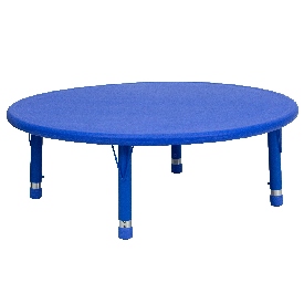 45'' Round Blue Plastic Height Adjustable Activity Table, YU-YCX-005-2-ROUND-TBL-BLUE-GG