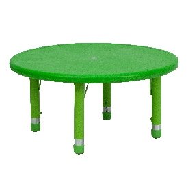 33'' Round Green Plastic Height Adjustable Activity Table, YU-YCX-007-2-ROUND-TBL-GREEN-GG