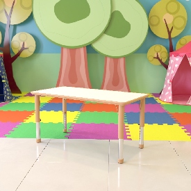 23.625"W x 47.25"L Rectangular Natural Plastic Height Adjustable Activity Table, YU-YCY-060-RECT-TBL-NAT-GG