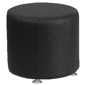 HERCULES Alon Series Black LeatherSoft 18'' Round Ottoman, ZB-803-RD-18-BK-GG