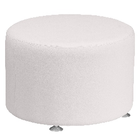 HERCULES Alon Series Melrose White LeatherSoft 24'' Round Ottoman, ZB-803-RD-24-WH-GG