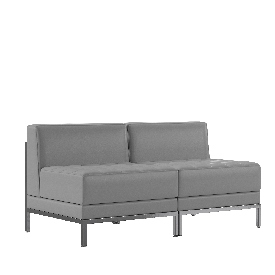 HERCULES Imagination Series 2 Piece Gray LeatherSoft Waiting Room Lounge Set - Reception Bench, ZB-IMAG-MIDCH-2-GY-GG