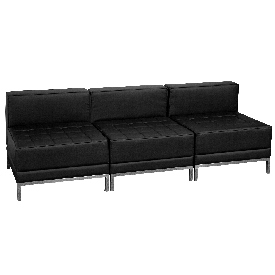 HERCULES Imagination Series Black LeatherSoft Lounge Set, 3 Pieces, ZB-IMAG-MIDCH-3-GG