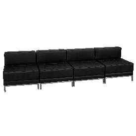 HERCULES Imagination Series Black LeatherSoft Lounge Set, 4 Pieces, ZB-IMAG-MIDCH-4-GG