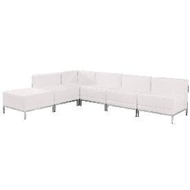 HERCULES Imagination Series Melrose White LeatherSoft Sectional Configuration, 6 Pieces, ZB-IMAG-SECT-SET10-WH-GG