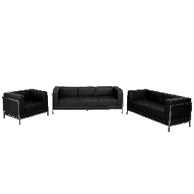 HERCULES Imagination Series Black LeatherSoft 3 Piece Sofa Set, ZB-IMAG-SET1-GG
