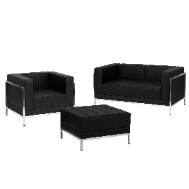 HERCULES Imagination Series Black LeatherSoft Loveseat, Chair & Ottoman Set, ZB-IMAG-SET11-GG