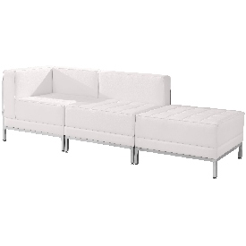 HERCULES Imagination Series Melrose White LeatherSoft 3 Piece Chair & Ottoman Set, ZB-IMAG-SET6-WH-GG