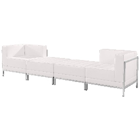 HERCULES Imagination Series Melrose White LeatherSoft 4 Piece Chair & Ottoman Set, ZB-IMAG-SET7-WH-GG, ZB-IMAG-SET7-WH-GG