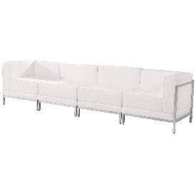 HERCULES Imagination Series Melrose White LeatherSoft 4 Piece Lounge Set, ZB-IMAG-SET8-WH-GG