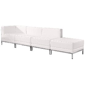 HERCULES Imagination Series Melrose White LeatherSoft 4 Piece Chair & Ottoman Set, ZB-IMAG-SET9-WH-GG