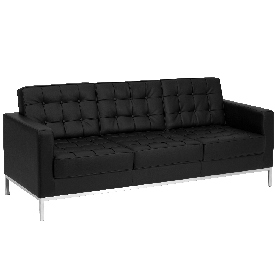 HERCULES Lacey Series Contemporary Black LeatherSoft Sofa with Stainless Steel Frame, ZB-LACEY-831-2-SOFA-BK-GG