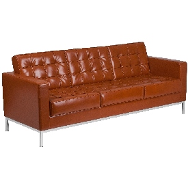 HERCULES Lacey Series Contemporary Cognac LeatherSoft Sofa with Stainless Steel Frame, ZB-LACEY-831-2-SOFA-COG-GG