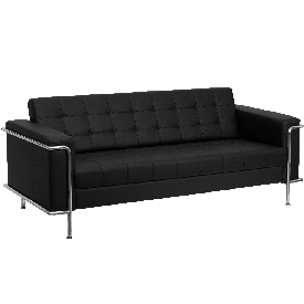 HERCULES Lesley Series Contemporary Black LeatherSoft Sofa with Encasing Frame, ZB-LESLEY-8090-SOFA-BK-GG